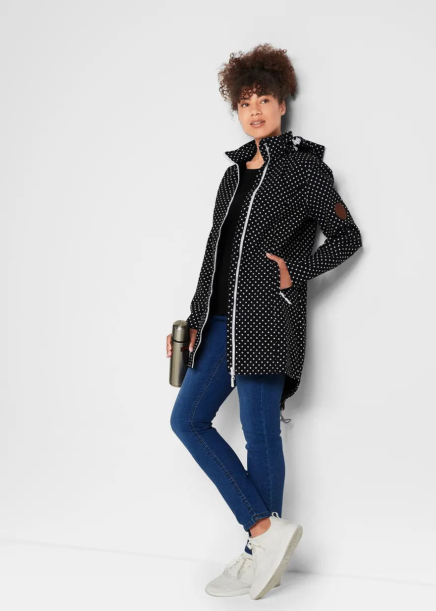 Bonprix Komfortable Softshell-Langjacke Mit Stretchanteil Abnehmbarer Kapuze Und Reißverschlusstaschen Gerade Geschnitten