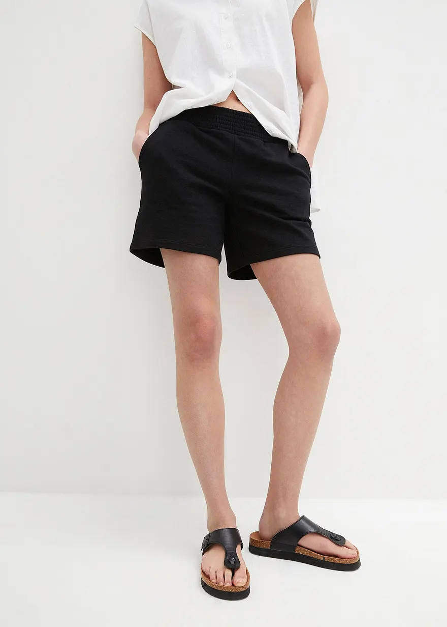 Bonprix Komfortable Sweat-Shorts Mit Elastikbund - Schwarz