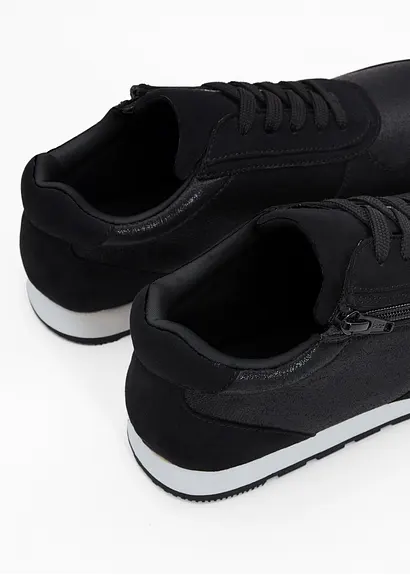 Bonprix Komfortabler Sneaker Im Schönen Materialmix - Schwarz