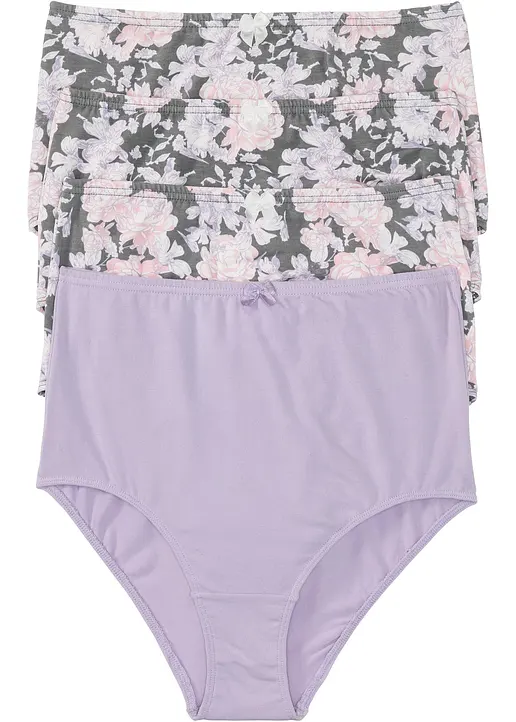 bonprix Komfortabler Taillenslip im Viererpack - flieder bedruckt - Damen