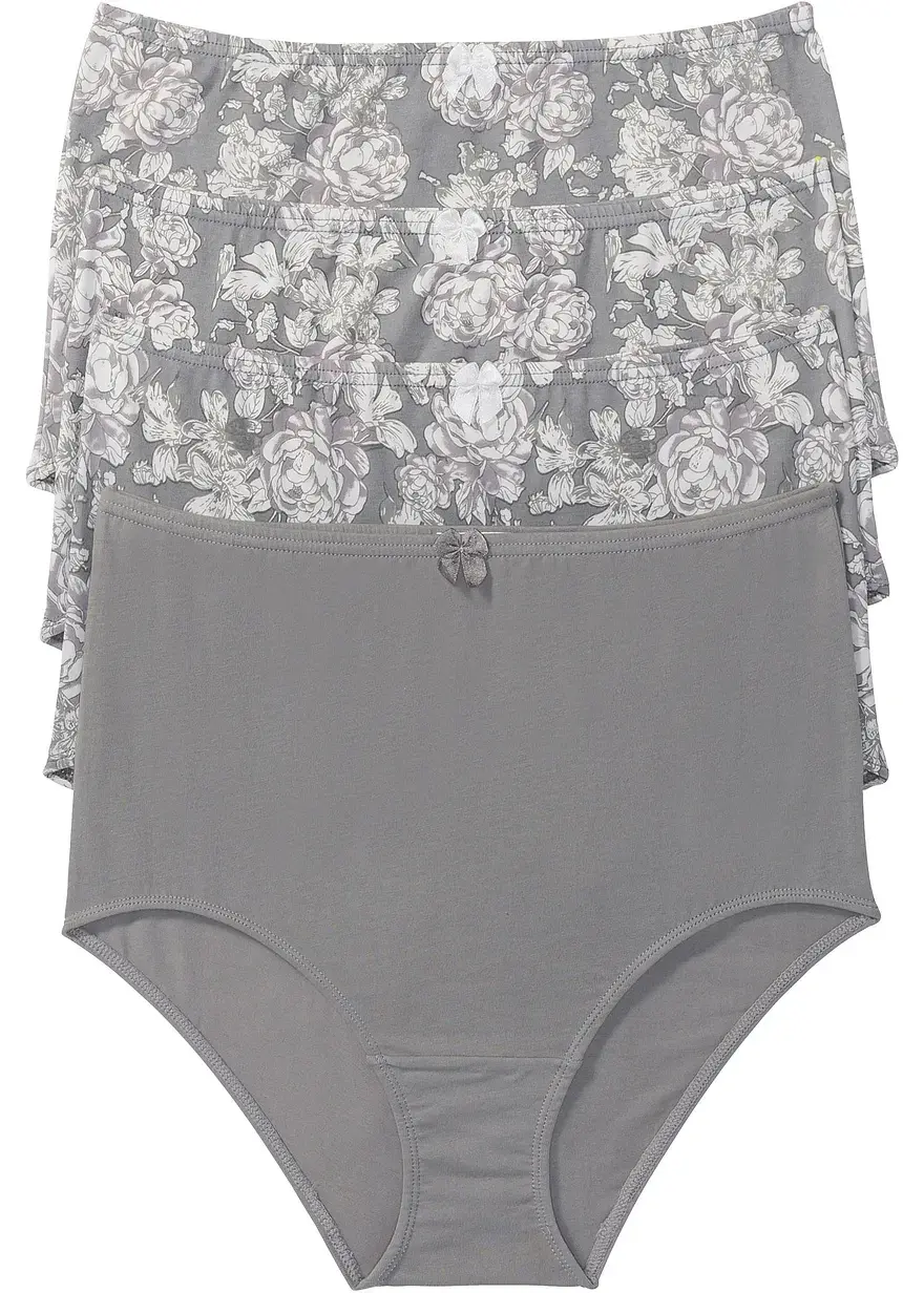 bonprix Komfortabler Taillenslip im Viererpack - grau bedruckt