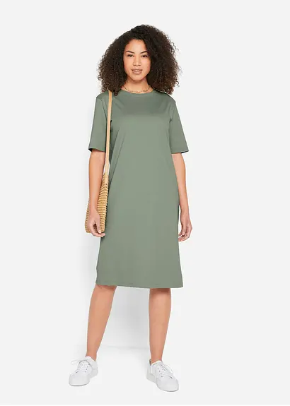 Bonprix Komfortables T-Shirtkleid Mit Halblangen Ärmeln Und Rundhalsausschnitt