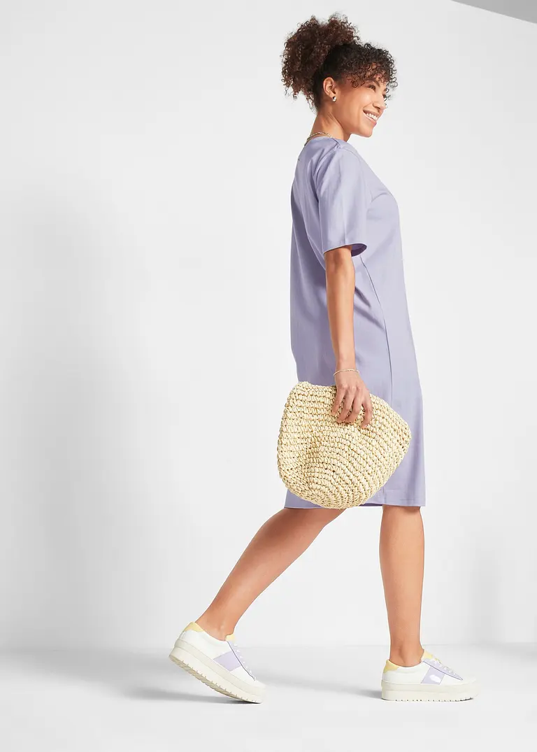 Bonprix Komfortables T-Shirtkleid Mit Halblangen Ärmeln Und Rundhalsausschnitt