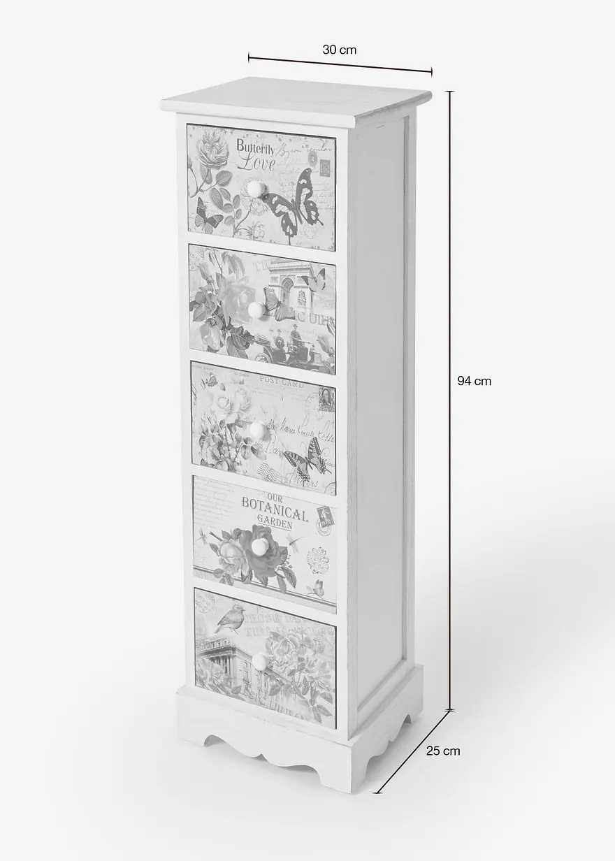 Bonprix Kommode Mit 5 Schubladen Im Romantik-Style - Weiß Kommode