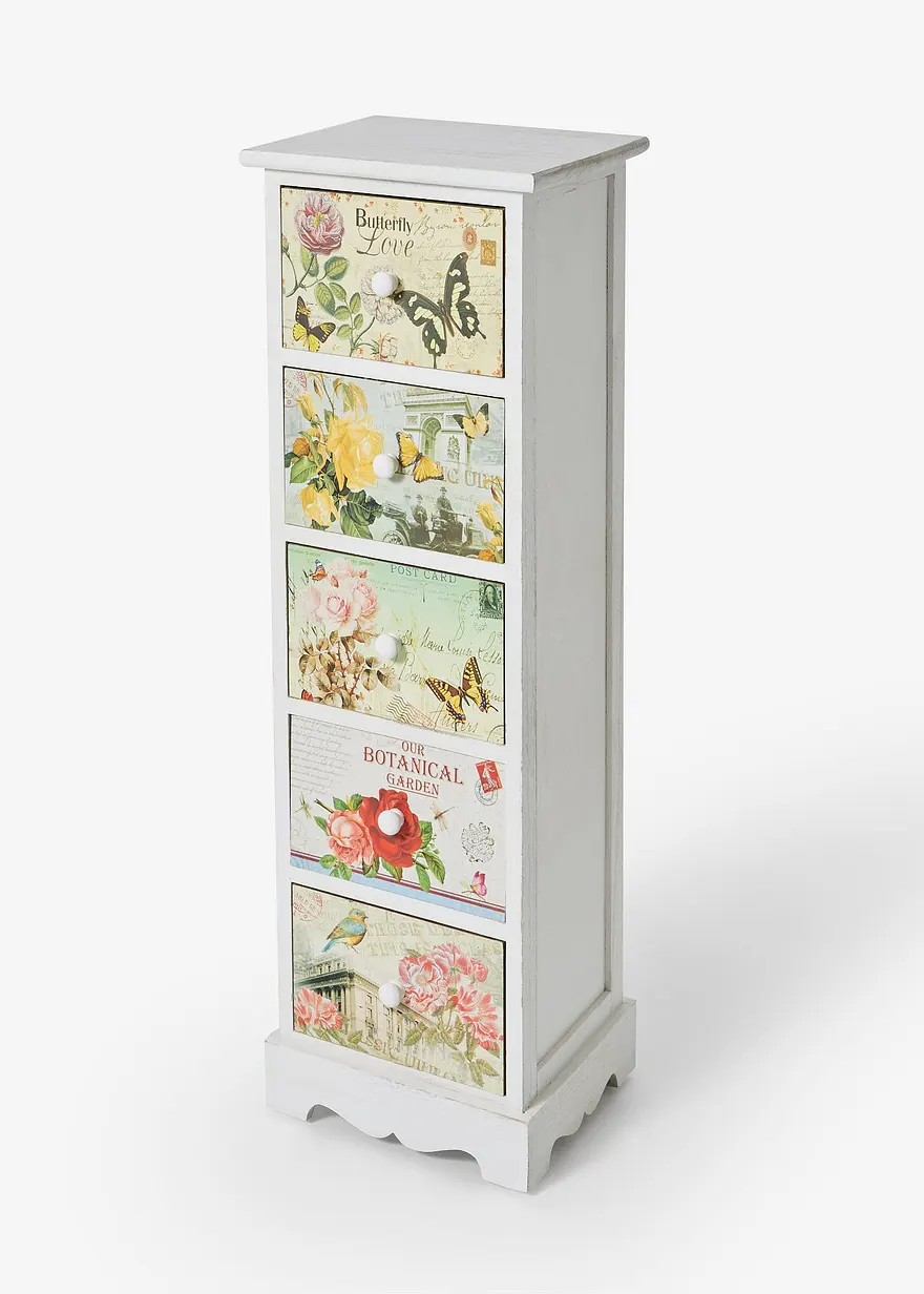 bonprix Kommode mit 5 Schubladen im Romantik-Style - weiß Kommode