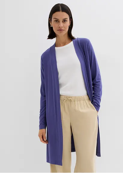Bonprix Körper-umspielende Shirt-Jacke In Longform - Blau