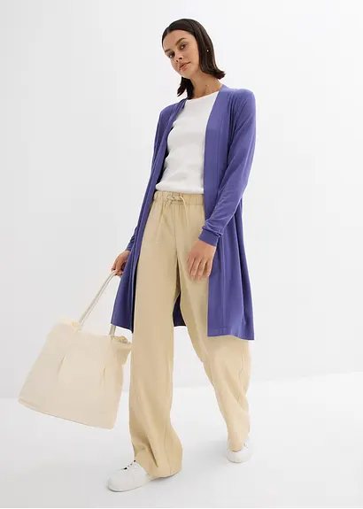 Bonprix Körper-umspielende Shirt-Jacke In Longform - Blau