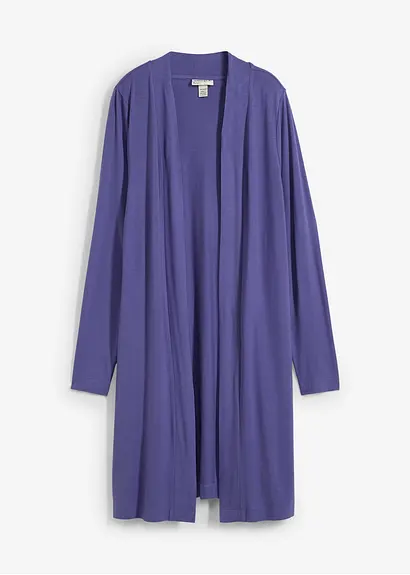 bonprix Körper-umspielende Shirt-Jacke in Longform - blau