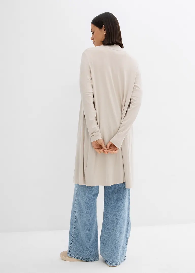 Bonprix Körper-umspielende Shirt-Jacke In Longform - Grau