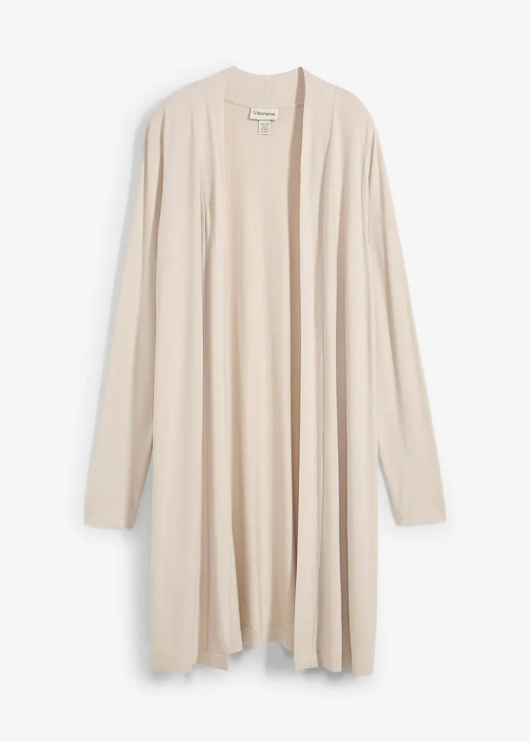 bonprix Körper-umspielende Shirt-Jacke in Longform - grau