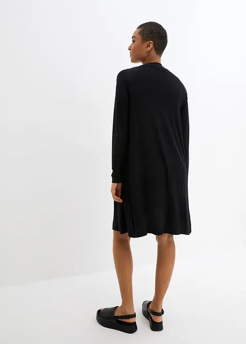Bonprix Körper-umspielende Shirt-Jacke In Longform - Schwarz