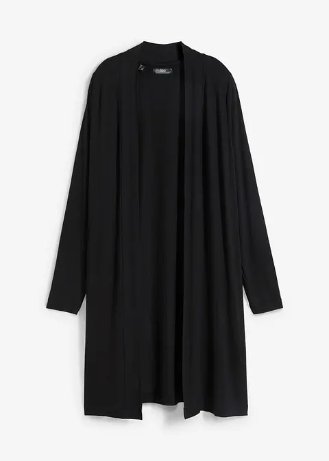 bonprix Körper-umspielende Shirt-Jacke in Longform - schwarz