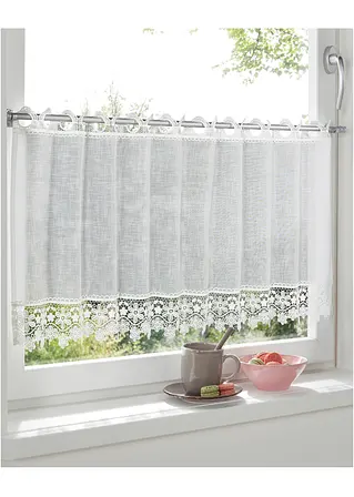 Bonprix Küchengardine In Romantischer Optik - Weiß Lochleiste
