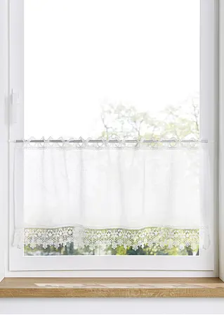 bonprix Küchengardine in romantischer Optik - weiß Lochleiste