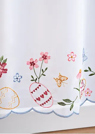 Bonprix Küchengardine Mit Bestickten Oster Motiven - Weiß Lochleiste