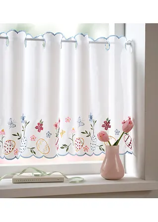 Bonprix Küchengardine Mit Bestickten Oster Motiven - Weiß Lochleiste