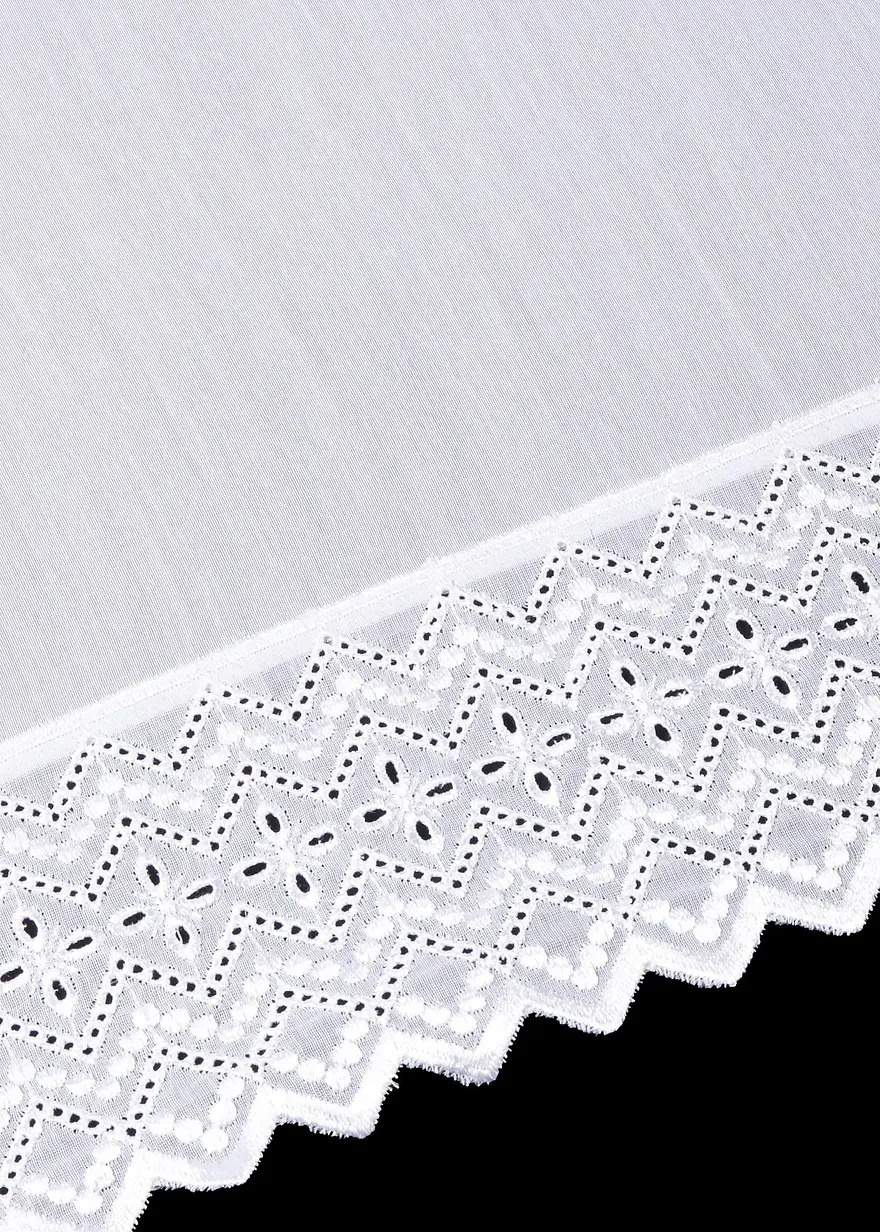 Bonprix Küchengardine Mit Bestickter Kante - Weiß Lochleiste