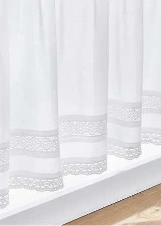 Bonprix Küchengardine Mit Schmückender Spitzenkante - Beige Tunnelzug