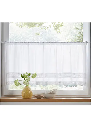 Bonprix Küchengardine Mit Schmückender Spitzenkante - Beige Tunnelzug