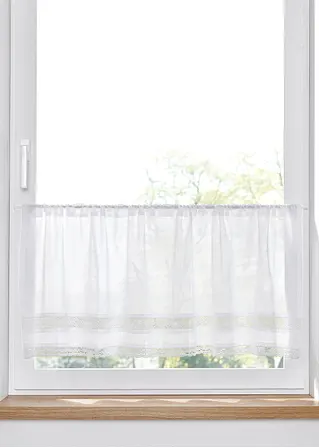 bonprix Küchengardine mit schmückender Spitzenkante - beige Tunnelzug