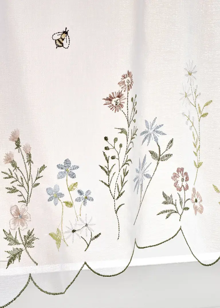 Bonprix Küchengardine Mit Zarter Stickerei - Weiß Tunnelzug