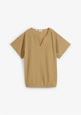 bonprix Kurzärmlige Bluse mit V-Ausschnitt - braun - Damen