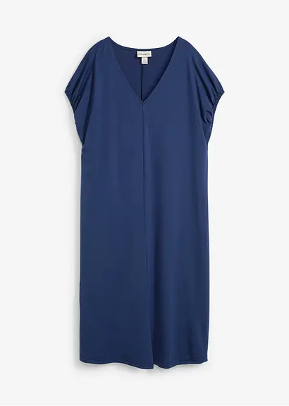 bonprix Kurzärmliges Kleid mit V-Ausschnitt Seitentaschen und Ballonärmeln die an den Bündchen mit einem Elastic versehen sind