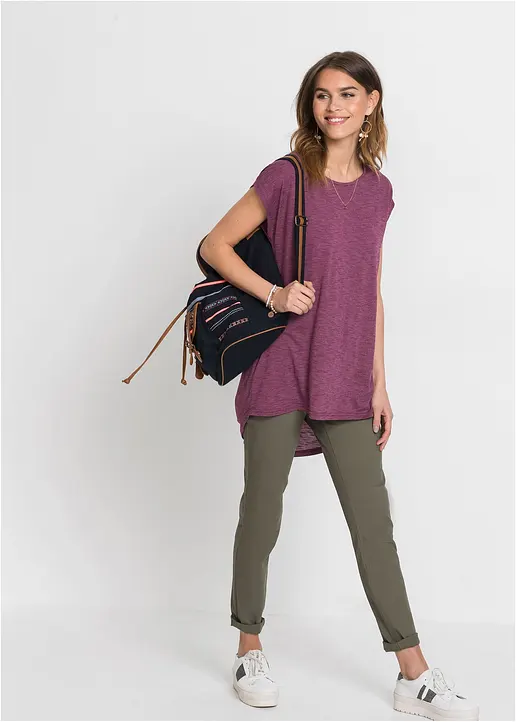 Bonprix Kurzärmliges Longshirt Mit Längerem Rückenteil Und Abgerundetem Saum