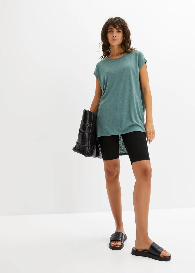 Bonprix Kurzärmliges Longshirt Mit Längerem Rückenteil Und Abgerundetem Saum