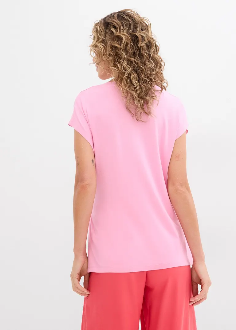 Bonprix Kurzarmshirt Mit Bindeband In Der Taille - Rosa - Damen