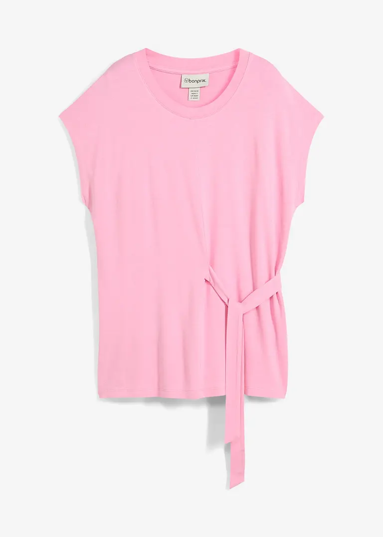 Bonprix Kurzarmshirt Mit Bindeband In Der Taille - Rosa - Damen