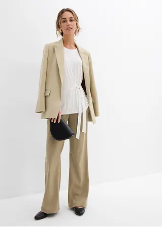 Bonprix Kurzarmshirt Mit Bindeband In Der Taille - Weiß - Damen