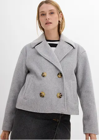 Bonprix Kurze Cabanjacke Mit Breitem Revers - Grau - Damen