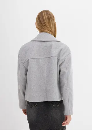 Bonprix Kurze Cabanjacke Mit Breitem Revers - Grau - Damen