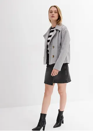 Bonprix Kurze Cabanjacke Mit Breitem Revers - Grau - Damen