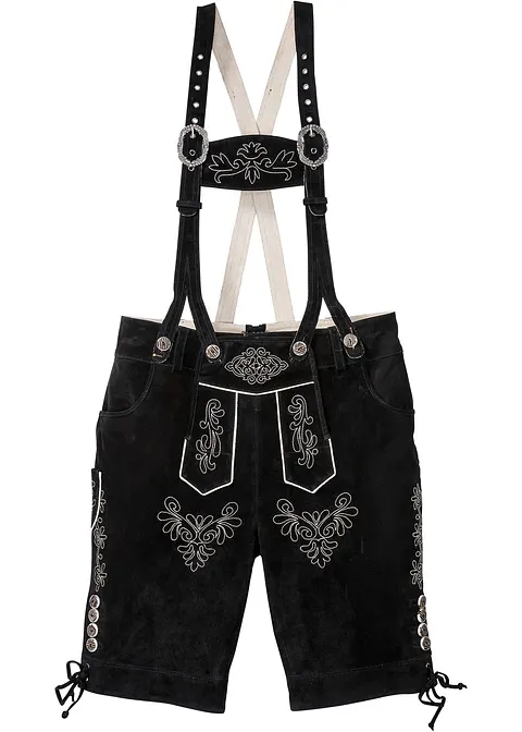 bonprix Kurze Lederhose mit abknöpfbarem Latz und trachtentypischen Verzierungen