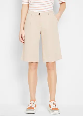 Bonprix Kurze Twill-Hose Mit Weitem Bein - Beige - Damen