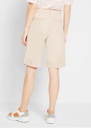 Bonprix Kurze Twill-Hose Mit Weitem Bein - Beige - Damen