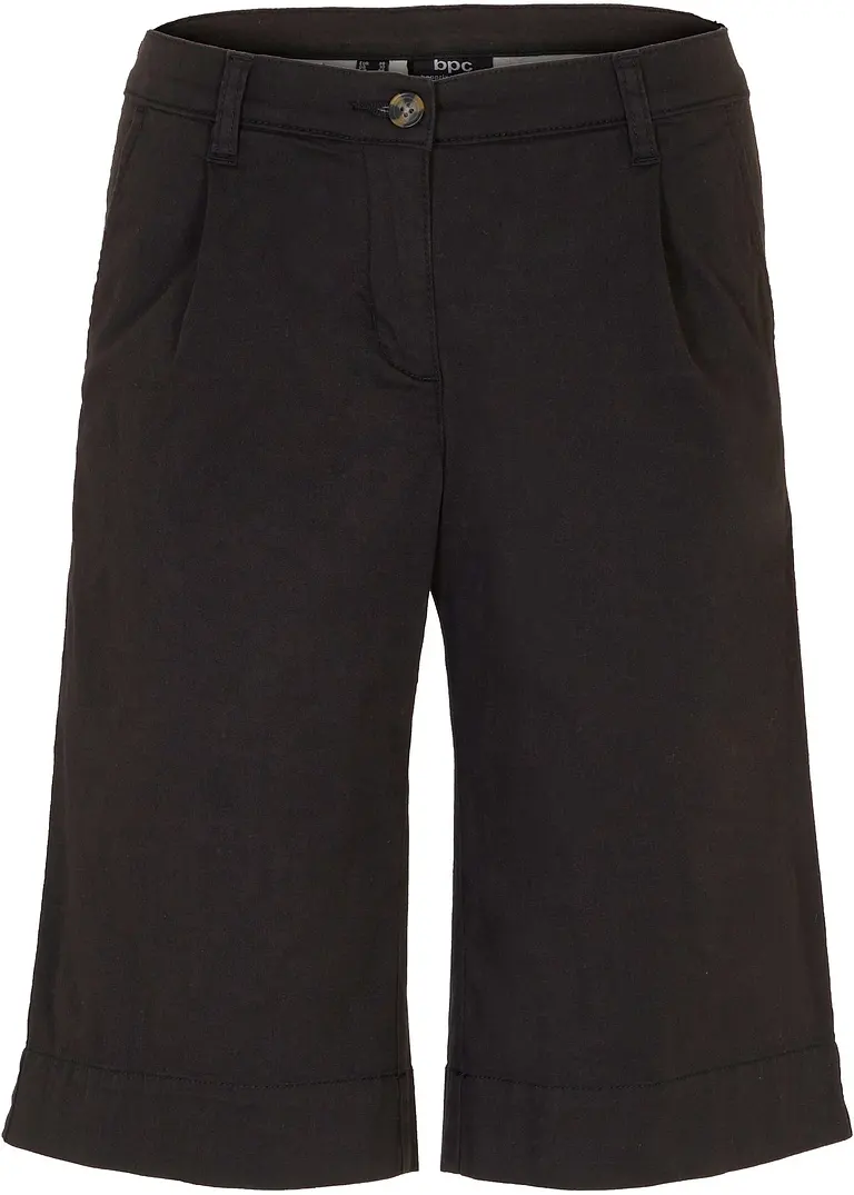 bonprix Kurze Twill-Hose mit weitem Bein - schwarz - Damen