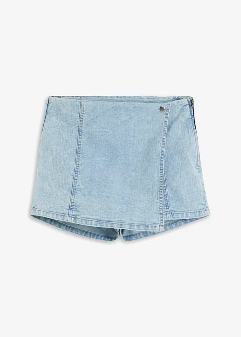 bonprix Kurzer Jeans-Hosenrock in Wickeloptik - blau - Damen