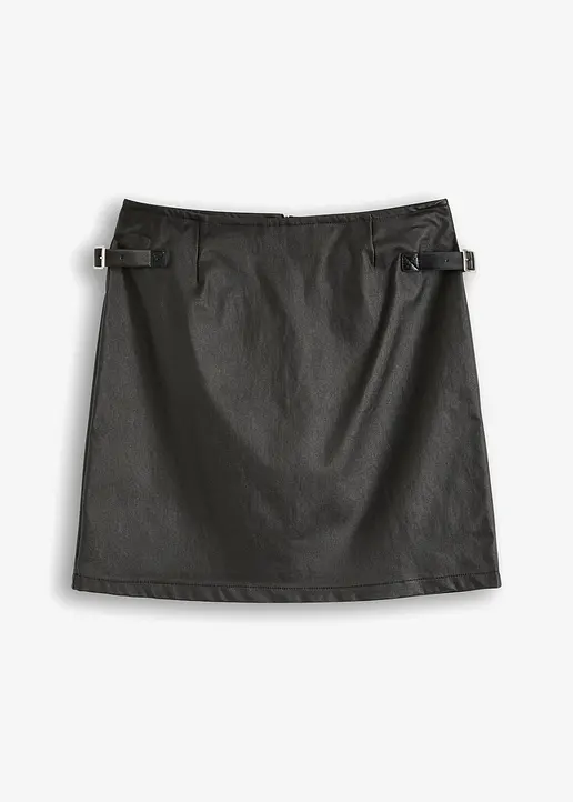 bonprix Kurzer Rock mit seitlichen Schnallen - schwarz - Damen