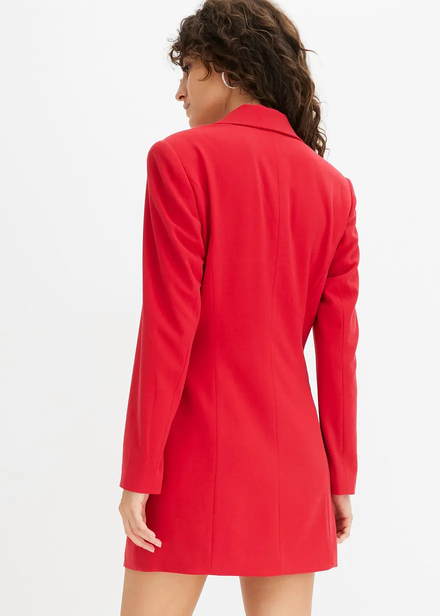 Bonprix Kurzes Blazer-Kleid Mit Gürteldetail - Rot - Damen