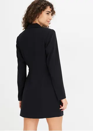 Bonprix Kurzes Blazer-Kleid Mit Gürteldetail - Schwarz - Damen