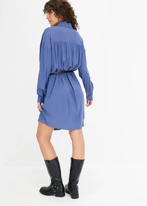 Bonprix Kurzes Blusenkleid Aus Fließender Viskose Mit Lederimitat-Gürtel
