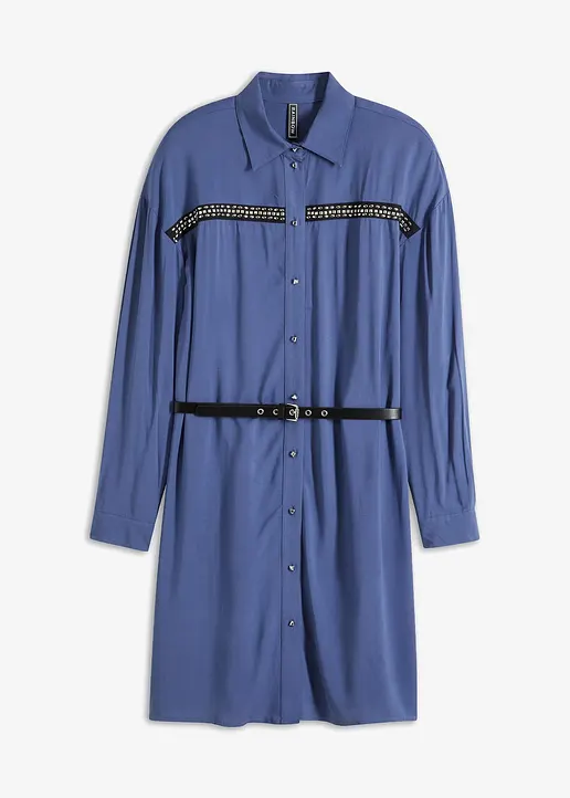 bonprix Kurzes Blusenkleid aus fließender Viskose mit Lederimitat-Gürtel