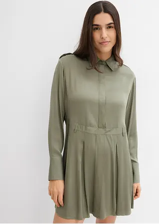 Bonprix Kurzes Kleid Mit Faltenrock Aus Zertifizierter Viskose - Grün