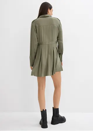 Bonprix Kurzes Kleid Mit Faltenrock Aus Zertifizierter Viskose - Grün