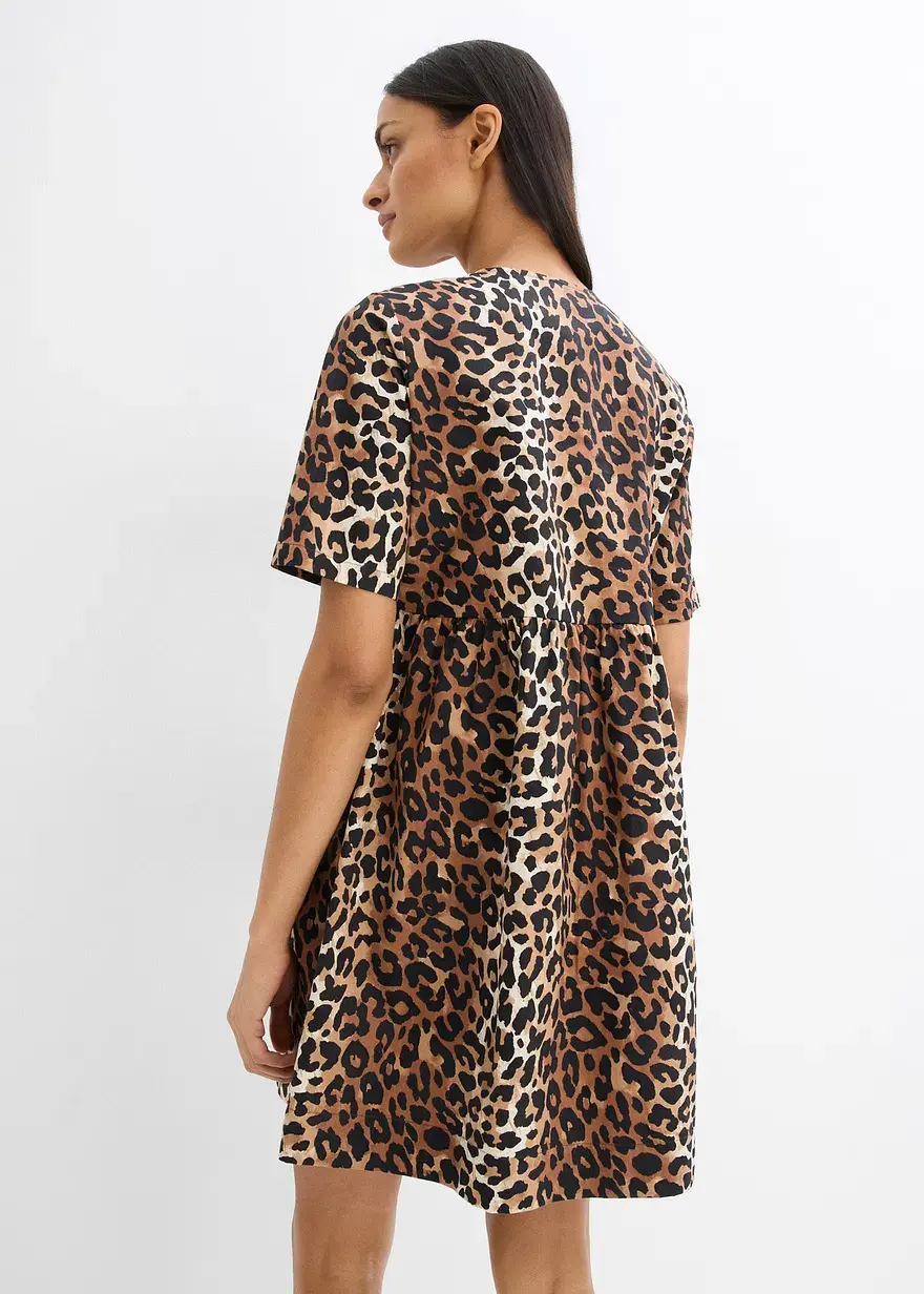 Bonprix Kurzes Kleid Mit Schleifen Und Halben Ärmeln - Beige