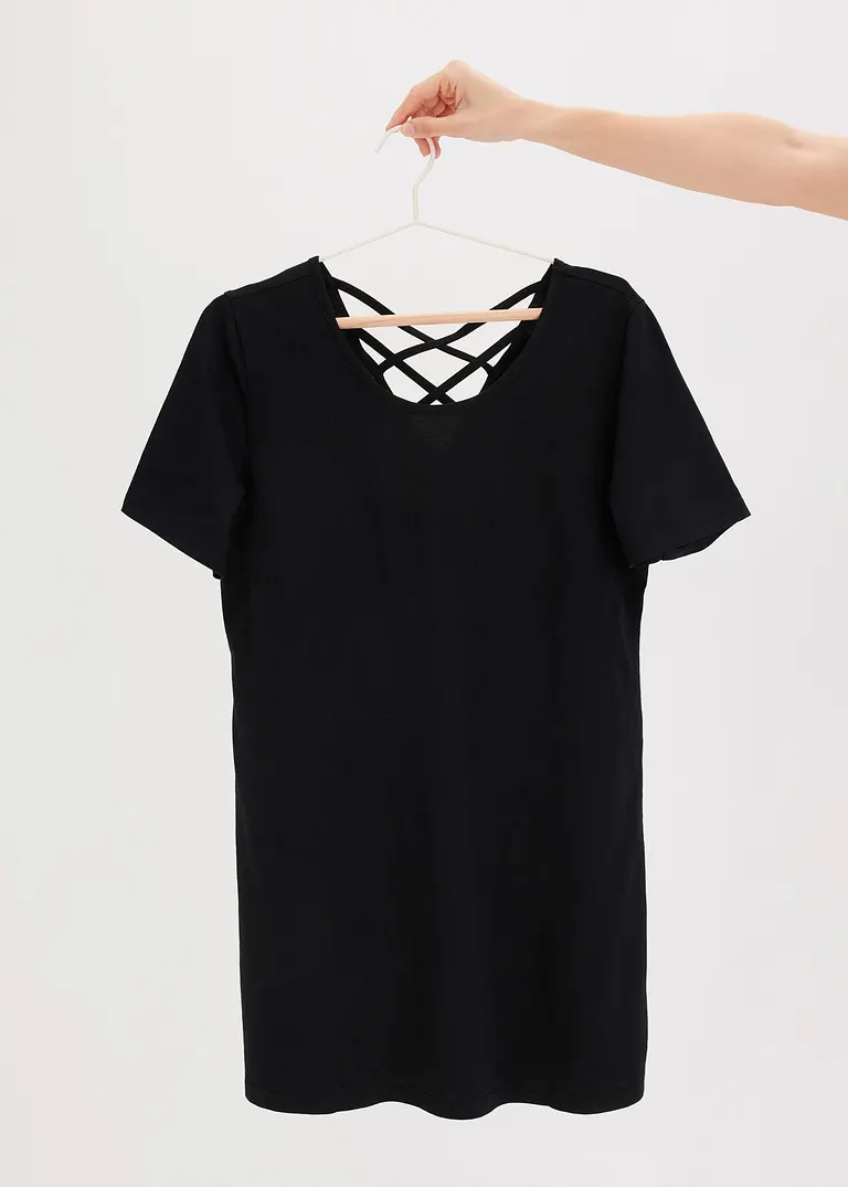 Bonprix Kurzes Nachthemd Mit Besonderen Rückenausschnitt - Schwarz