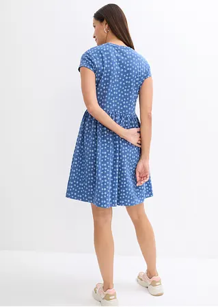 Bonprix Kurzes Shirtkleid In Bequemer A-Form - Blau - Damen